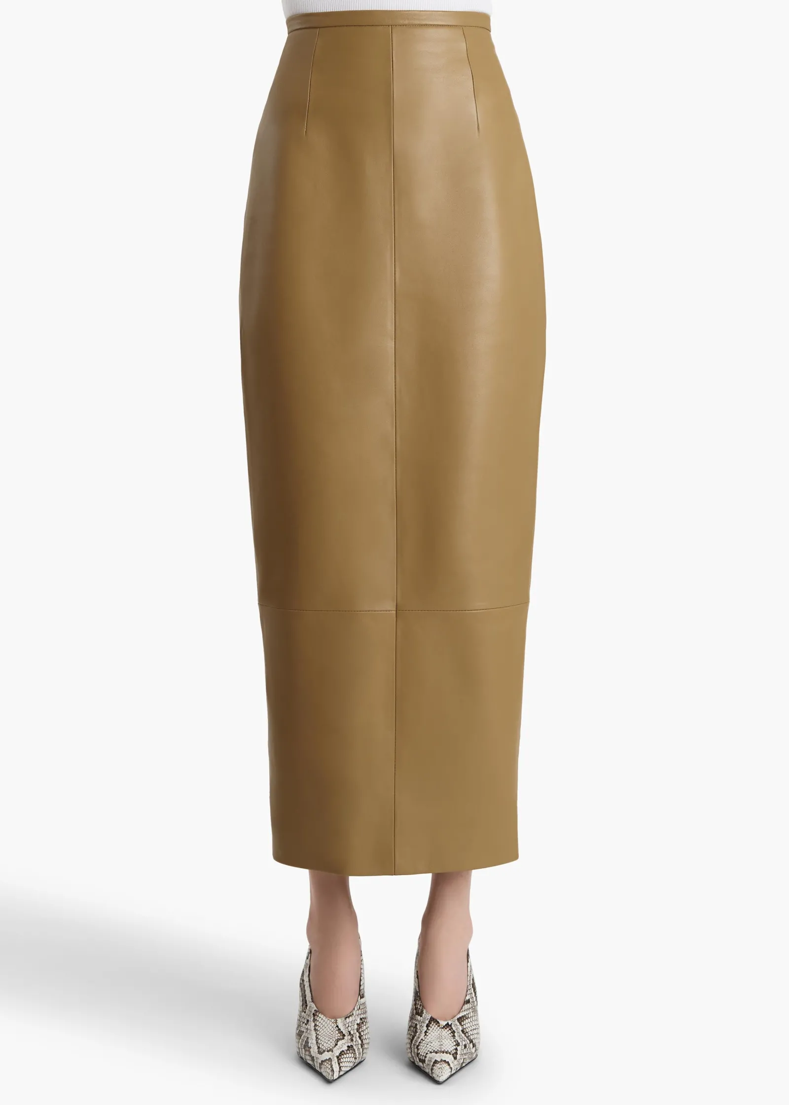 Khaite Skirts & Shorts|Leather-Winton Skirt in Golden Ochre