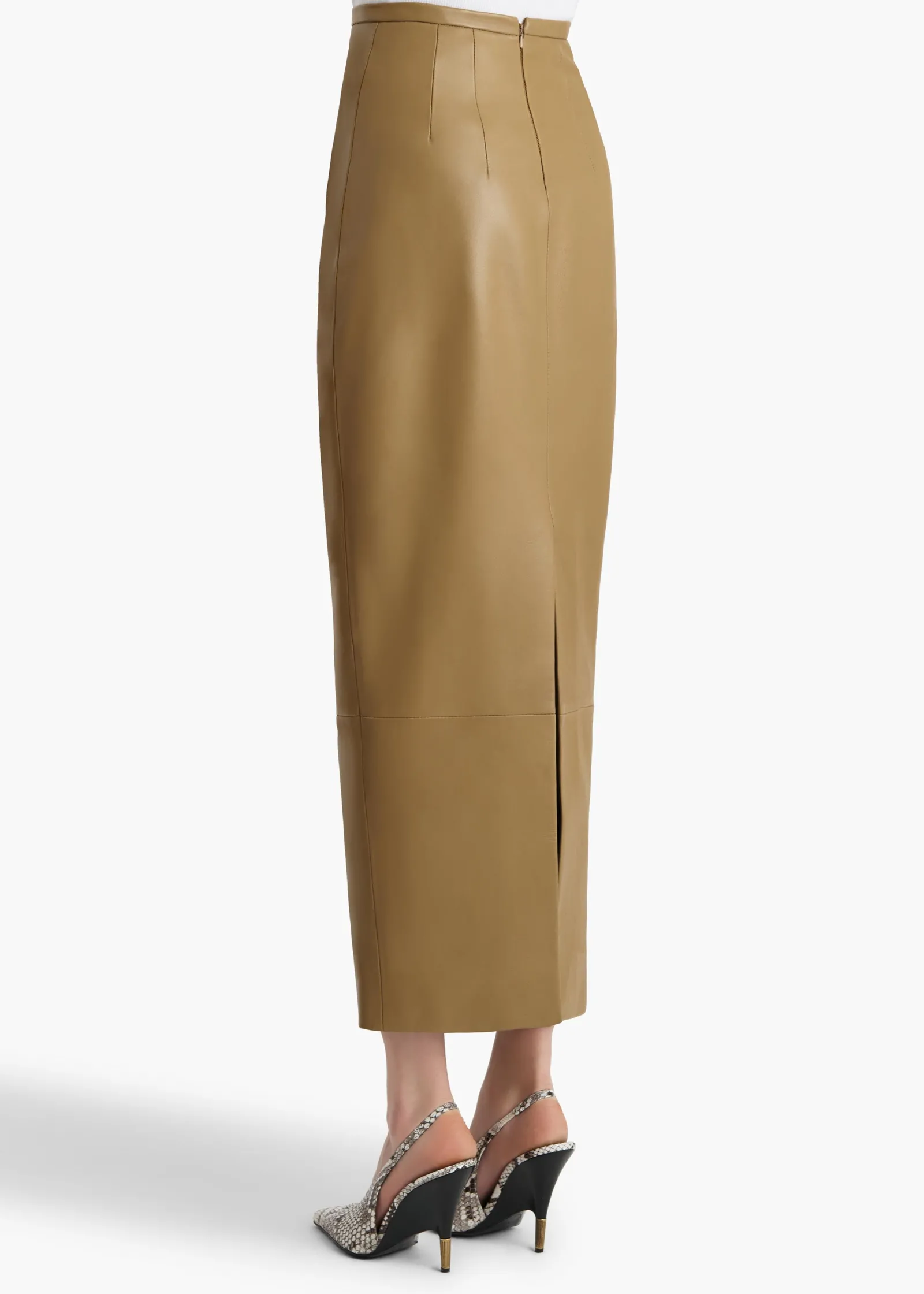 Khaite Skirts & Shorts|Leather-Winton Skirt in Golden Ochre